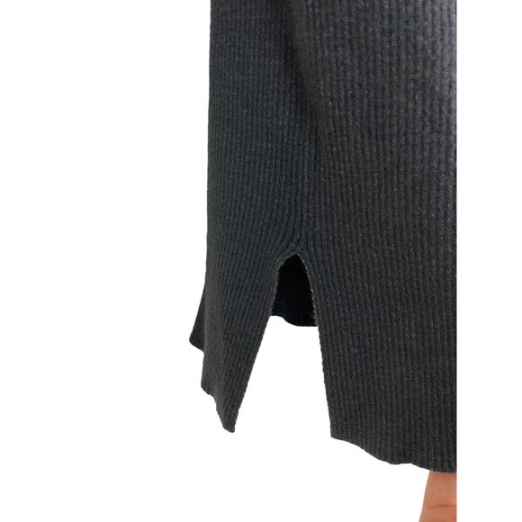 Something Navy Gray Black Sweater Pullover Ribbed V-Neck Slits Stretchy Small - Picture 5 of 8